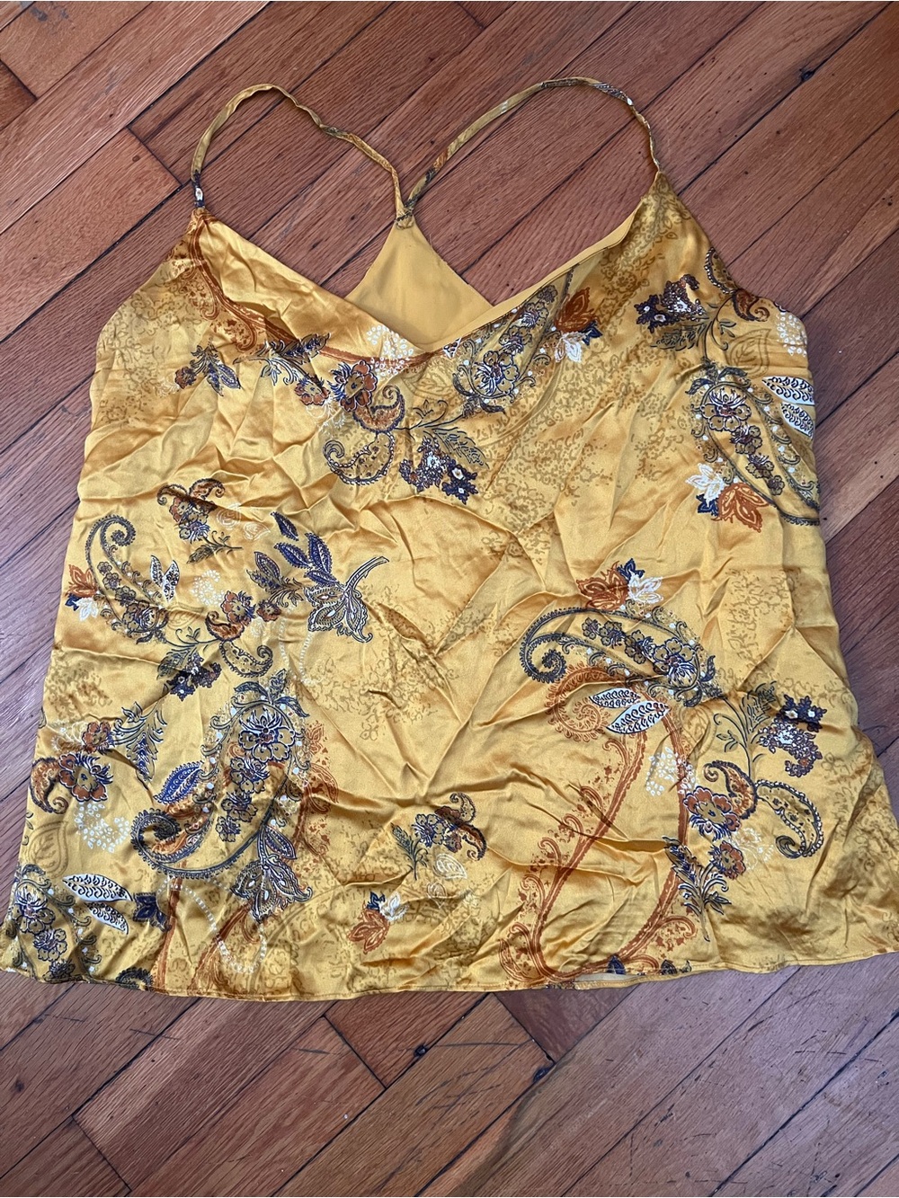 L’agence Never have I ever Mustard Yellow silk tank Floral Cami nyc alc theory L